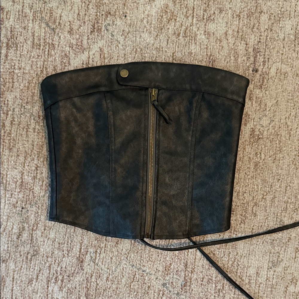 Edikted Ziva Faux Leather Lace Up Corset